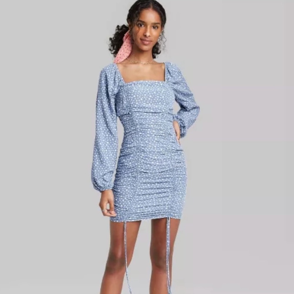 Wild Fable Blue Dress w/ White Flowers